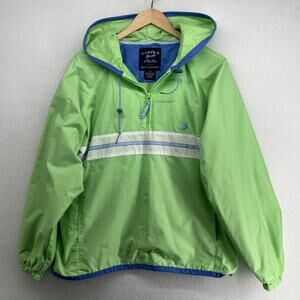 CAPE COD Jacket Mens M Cuffys Pullover Hooded Anorak Windbreaker 1/4 Zip Green